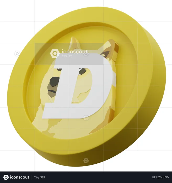 Dogecoin Logo 3D Icon
