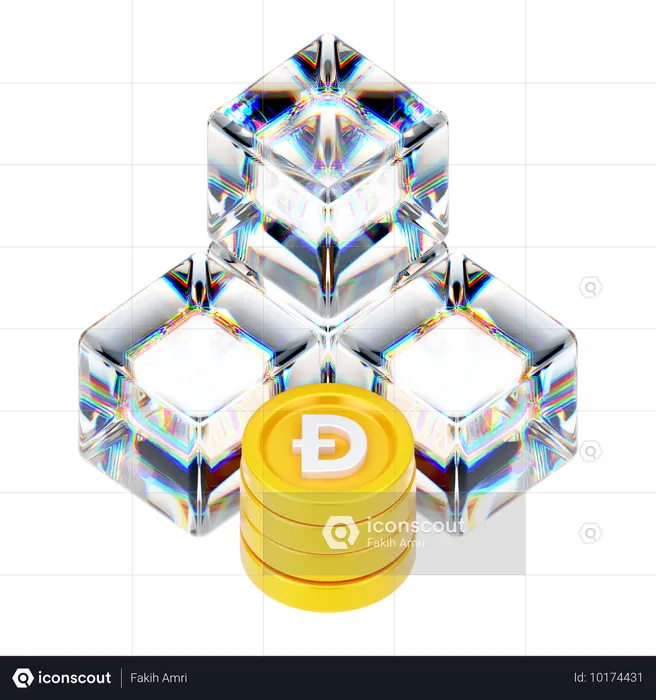 도지코인 블록체인  3D Icon