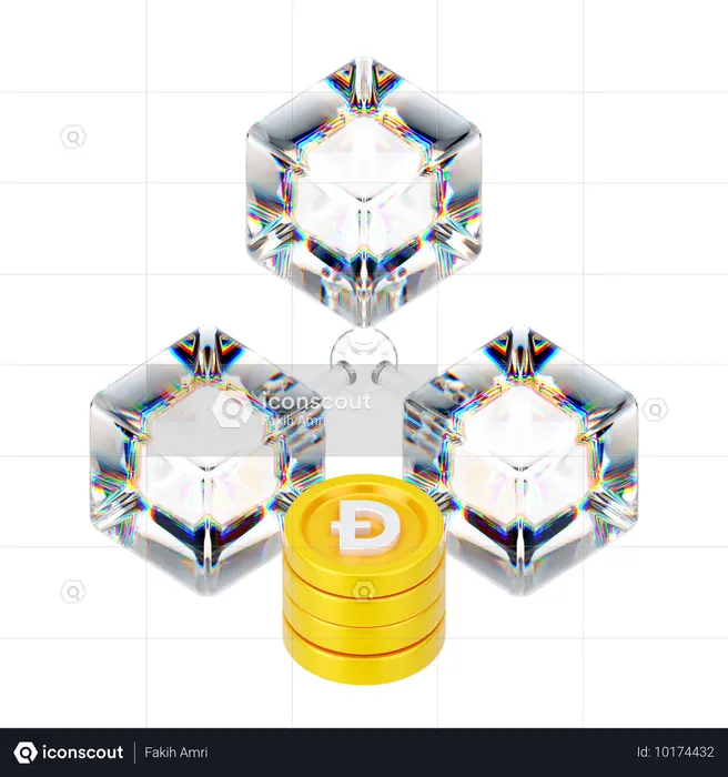 Blockchain dogecoin  3D Icon