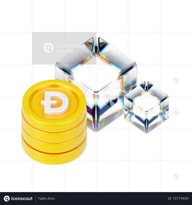 ドージコインブロックチェーン  3D Icon