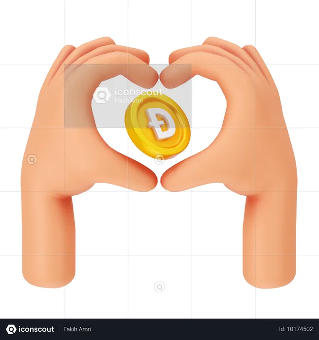 Amour de la pièce dogecoin  3D Icon