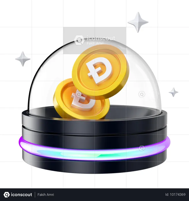 Dogecoin-Hologramm  3D Icon