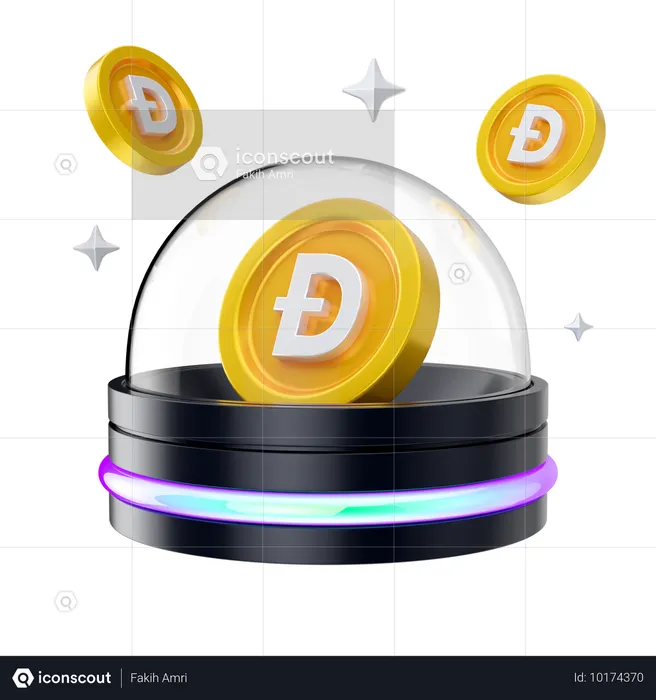 Dogecoin-Hologramm  3D Icon