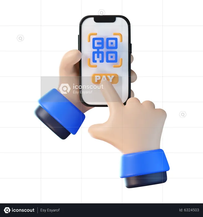 Doing Online Qr Payment  3D Icon
