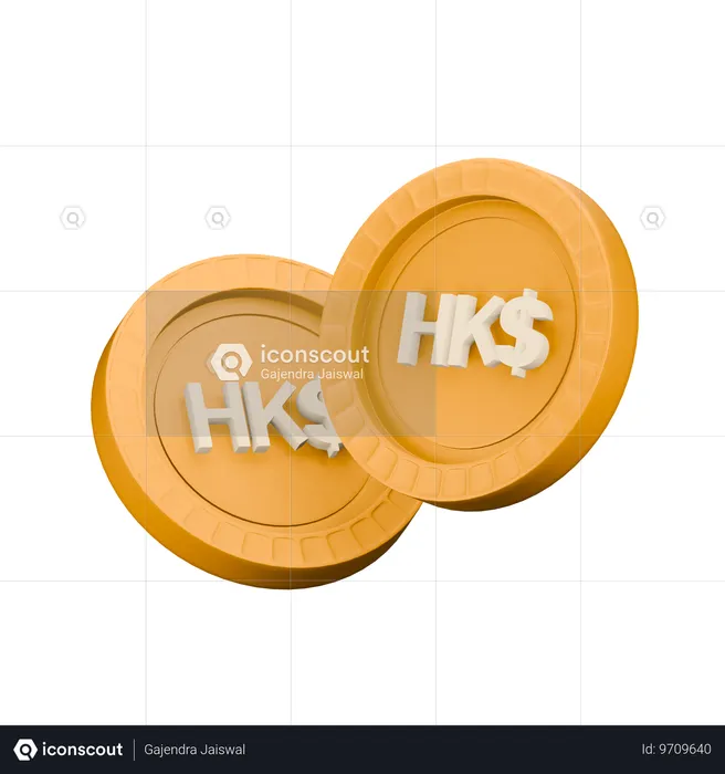 Dólar de Hong Kong  3D Icon