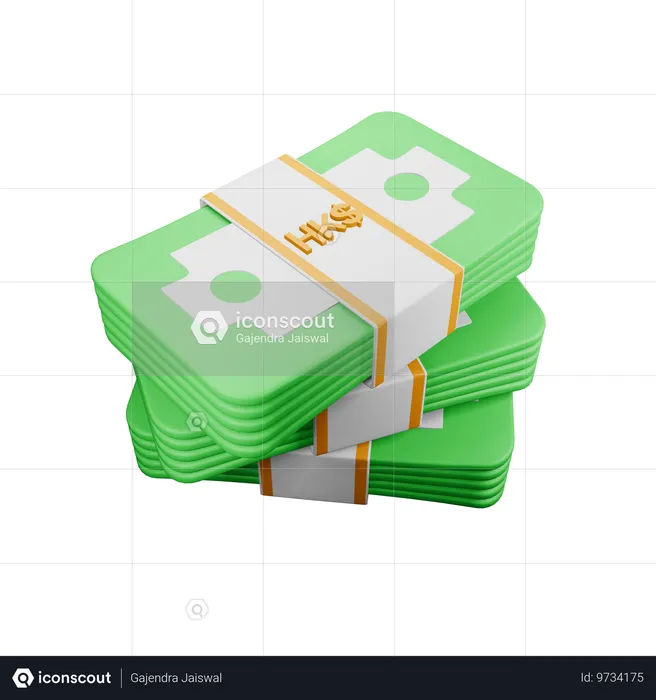 Dólar de Hong Kong  3D Icon