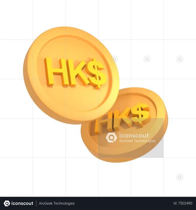 Dólar de Hong Kong  3D Icon