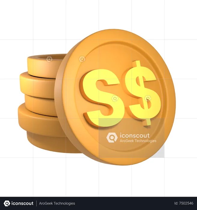 Dolar de Singapur  3D Icon