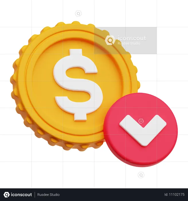 Queda do dólar  3D Icon