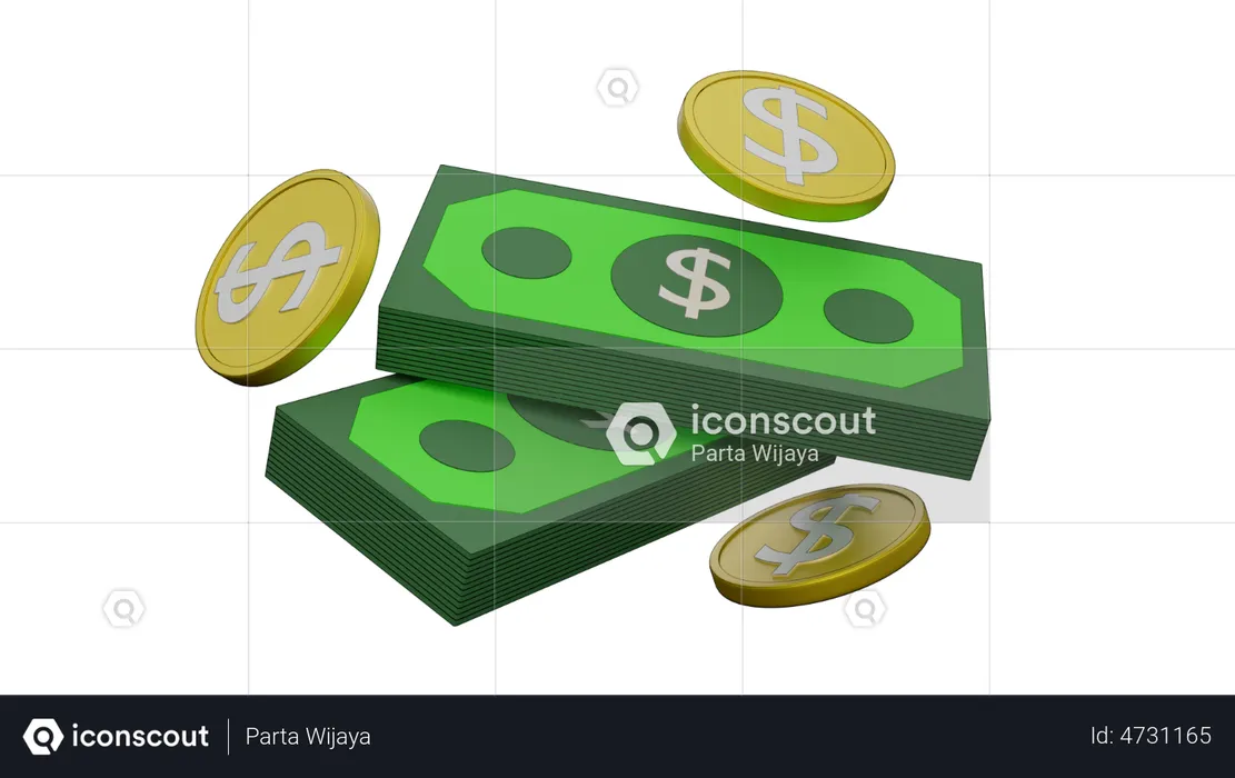 Dinheiro em dólar  3D Illustration