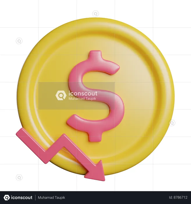 Disminución del dólar  3D Icon