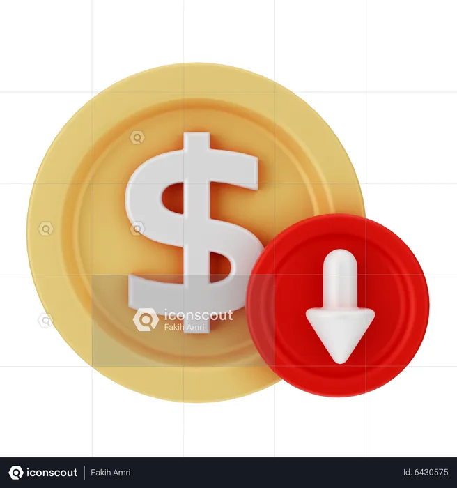 Dólar abajo  3D Icon