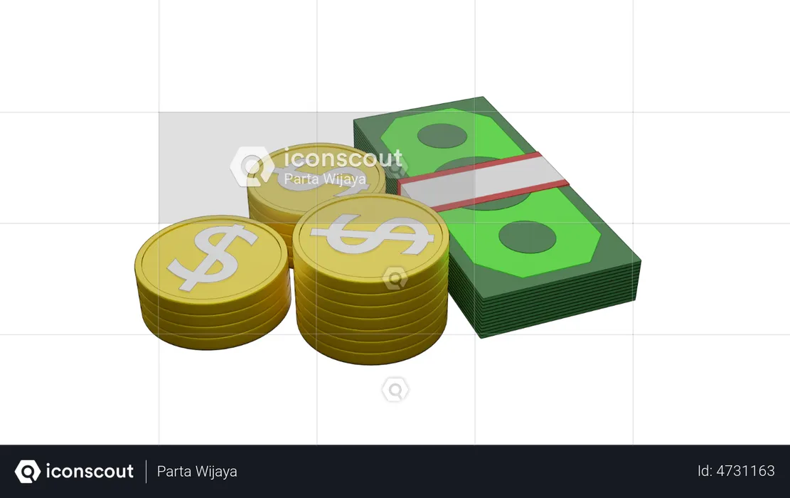 Dólar en efectivo  3D Illustration