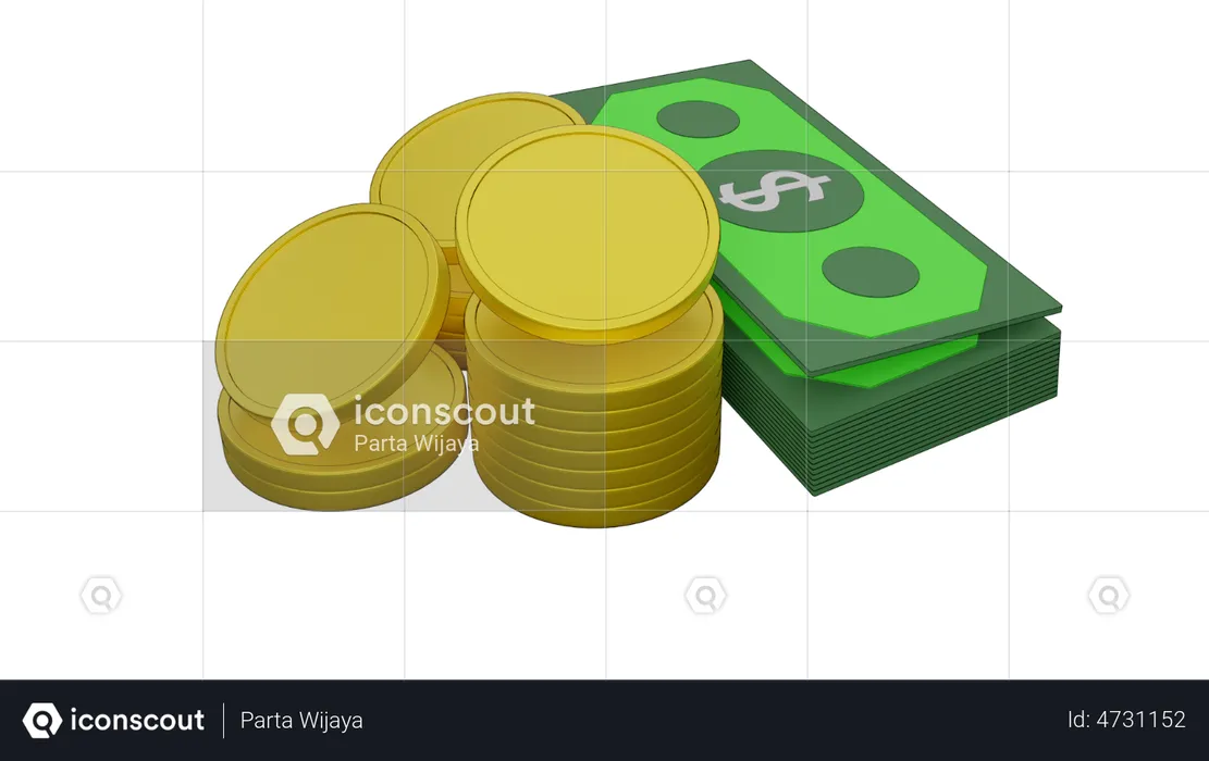 Dólar en efectivo  3D Illustration