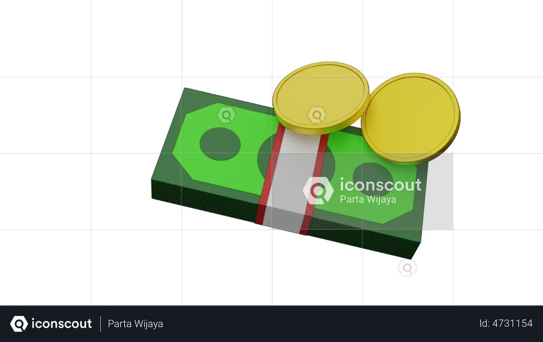 Dólar en efectivo  3D Illustration