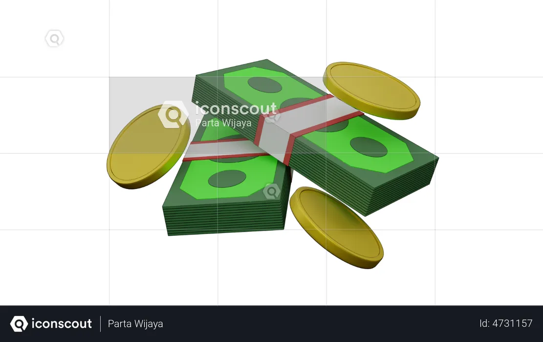 Dólar en efectivo  3D Illustration