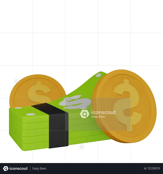 Dólar en efectivo  3D Icon