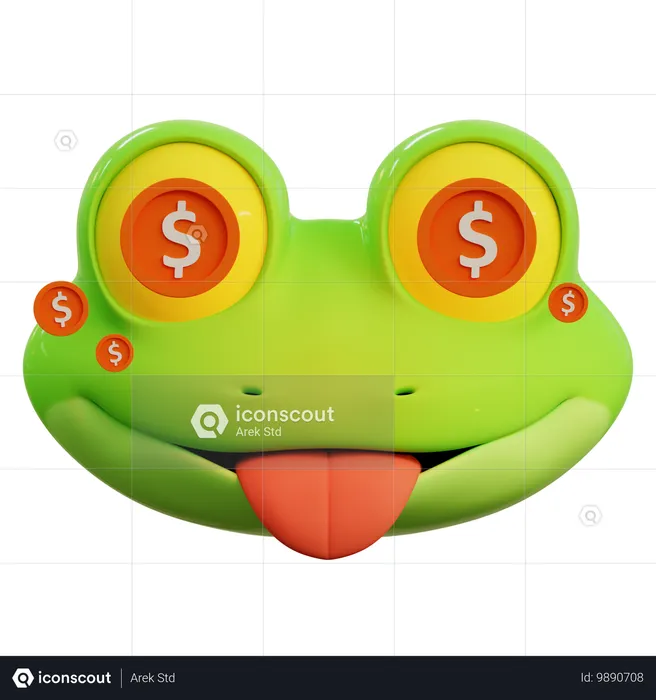 Emoji de dólar em lindos olhos de sapo Emoji 3D Icon