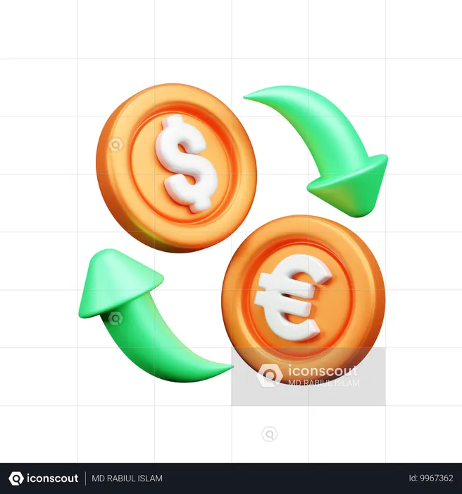 Dólar a euro  3D Icon