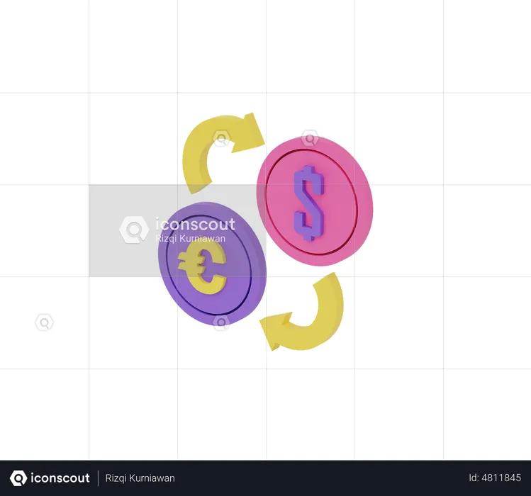 Dólar a euro  3D Illustration