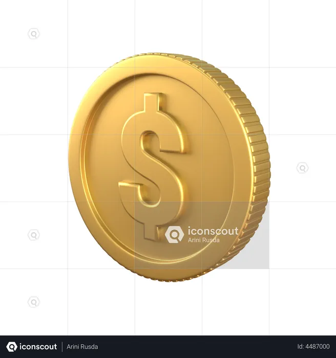 Moeda de ouro dólar  3D Icon