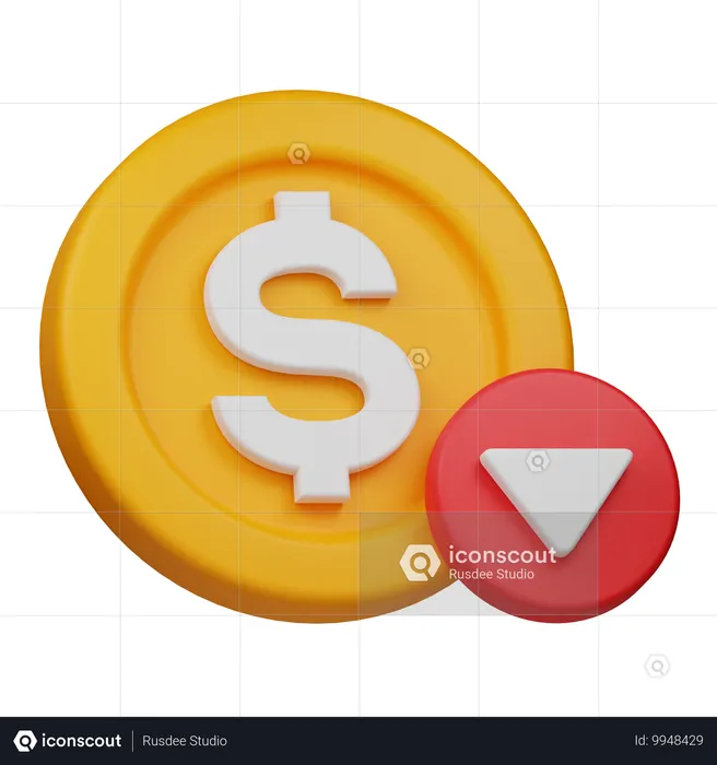 Dólar para baixo  3D Icon