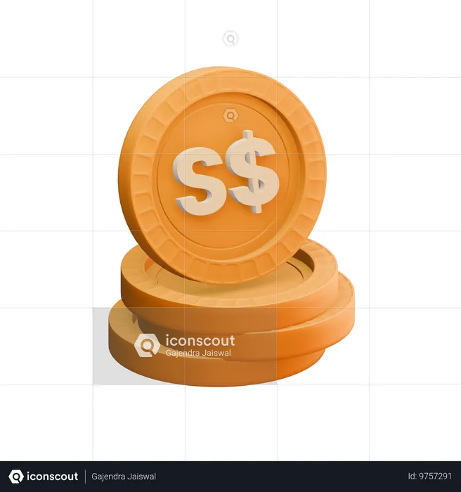 Dólar de Singapura  3D Icon