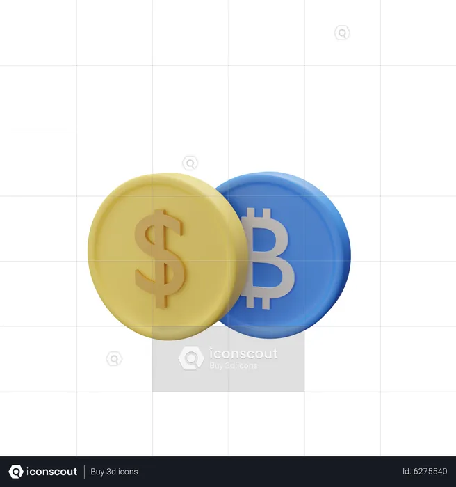 Dólar y bitcoin  3D Icon