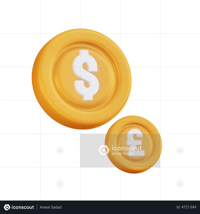 Dollar And Pound  3D Illustration