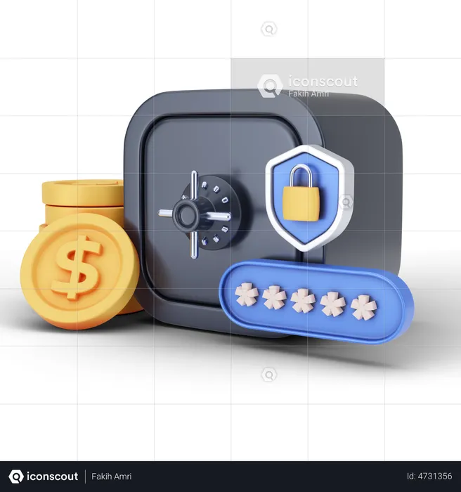 Dollar Bank Locker  3D Illustration