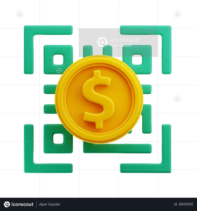 Dollar Barcode  3D Icon