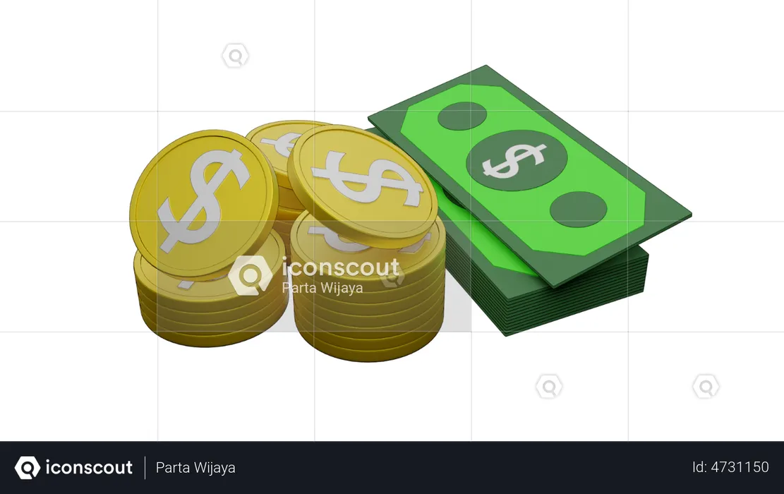 Dollar-Bargeld  3D Illustration