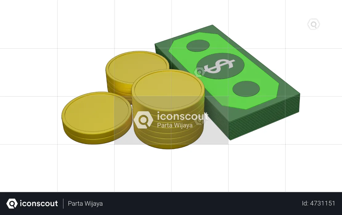 Dollar-Bargeld  3D Illustration