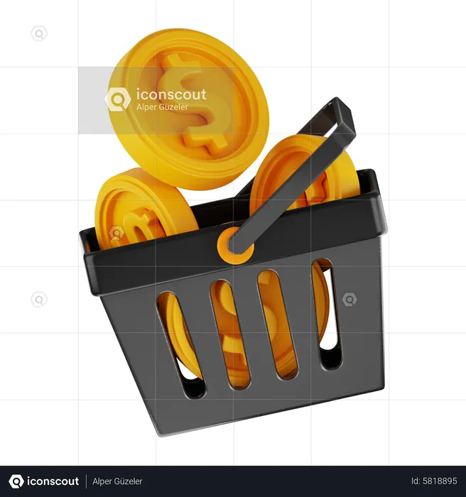 Dollar Basket  3D Icon