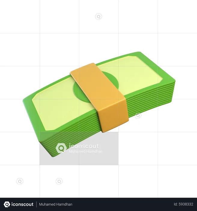 Dollar Bundle Bent  3D Icon