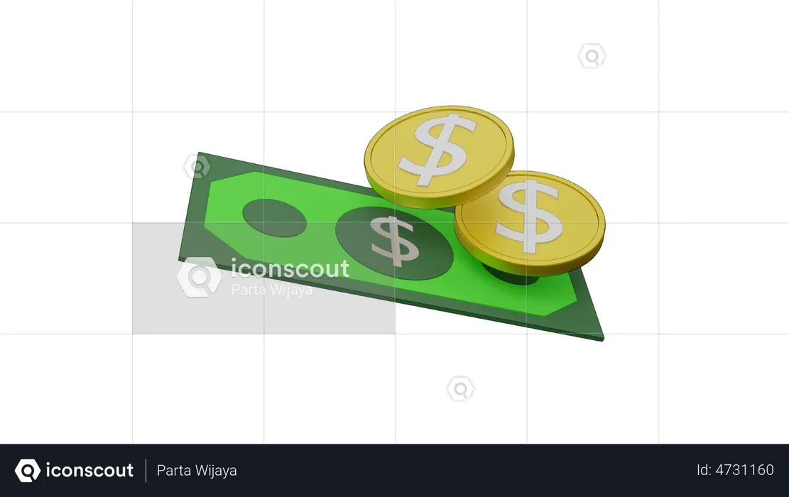 Dollars en espèces  3D Illustration