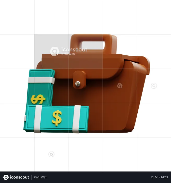 Dollar Cash Briefcase  3D Icon