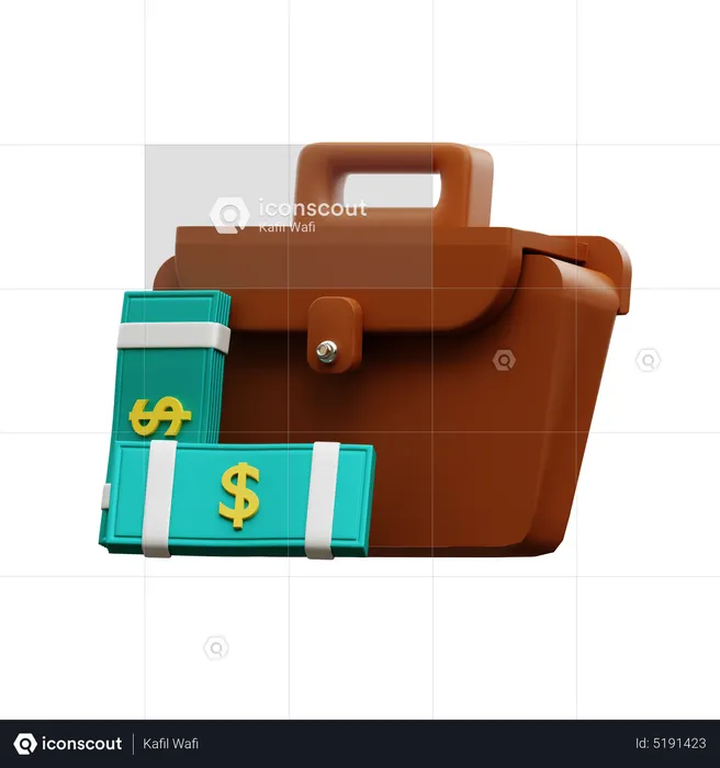 Mallette en espèces en dollars  3D Icon