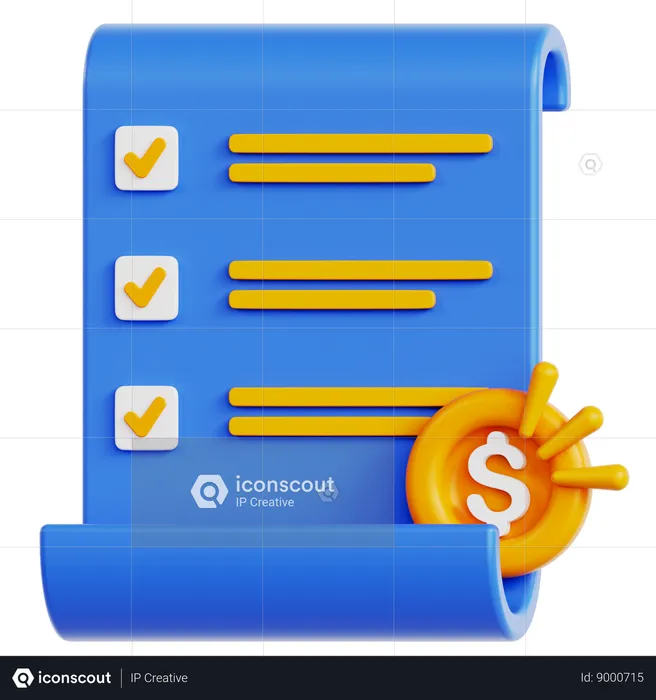 Dollar certificate  3D Icon