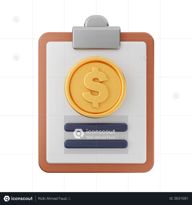 Presse-papiers en dollars  3D Icon