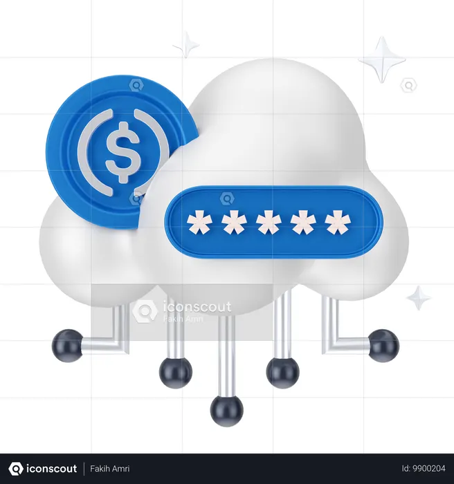 Dollar cloud security  3D Icon