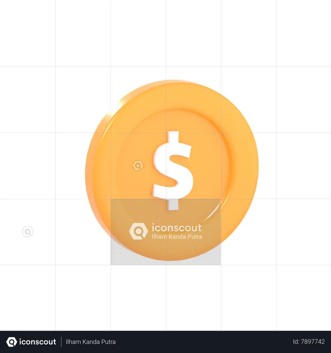 Dollar Coin  3D Icon