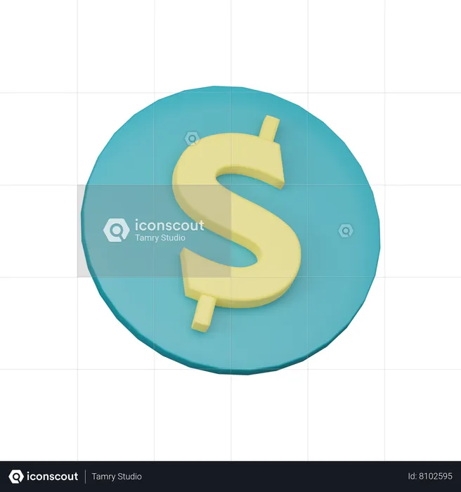 Dollar Coin  3D Icon