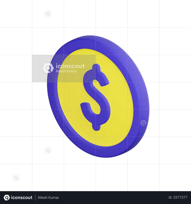 Dollar coin  3D Illustration