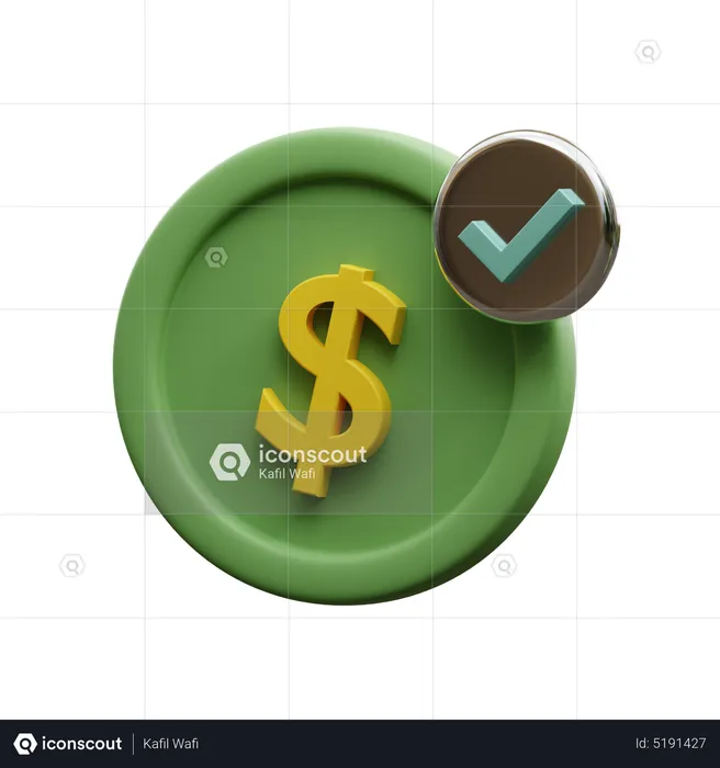 Dollar Coin Approved  3D Icon