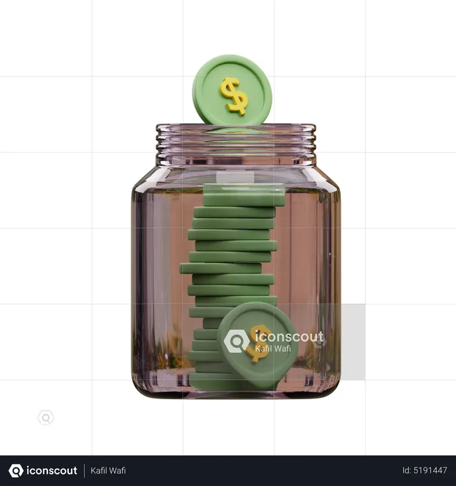 Dollar Coin Jar  3D Icon