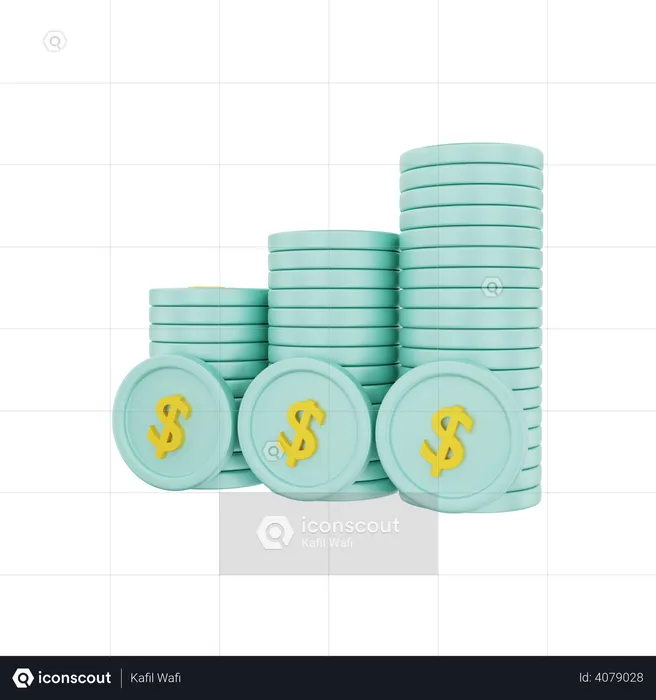 Dollar coin pile  3D Illustration