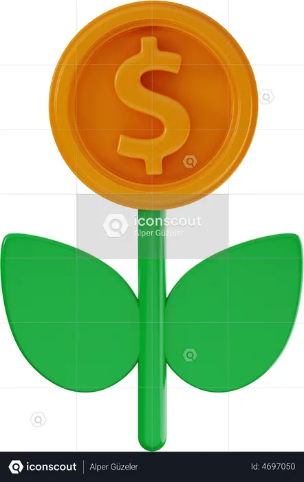 Dollar Coin Plant  3D Illustration