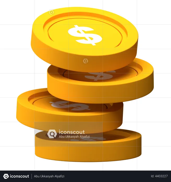 Dollar Coin Stack  3D Icon