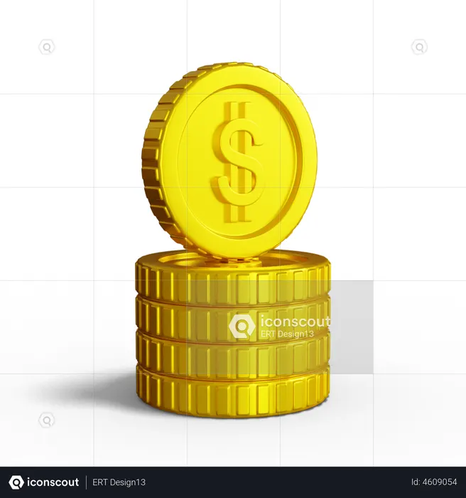 Dollar Coin Stack  3D Illustration